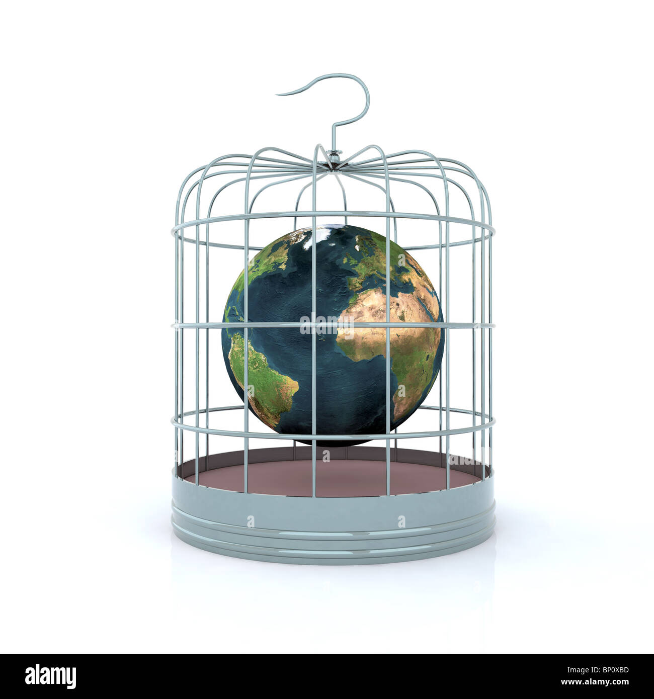 die Welt in den Vogelkäfig Stockfoto