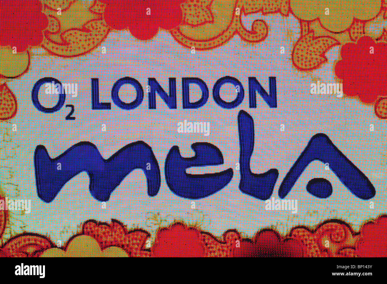 O2 London Mela Leinwand Plakat Werbung, Gunnersbury Park, London, England, UK Stockfoto