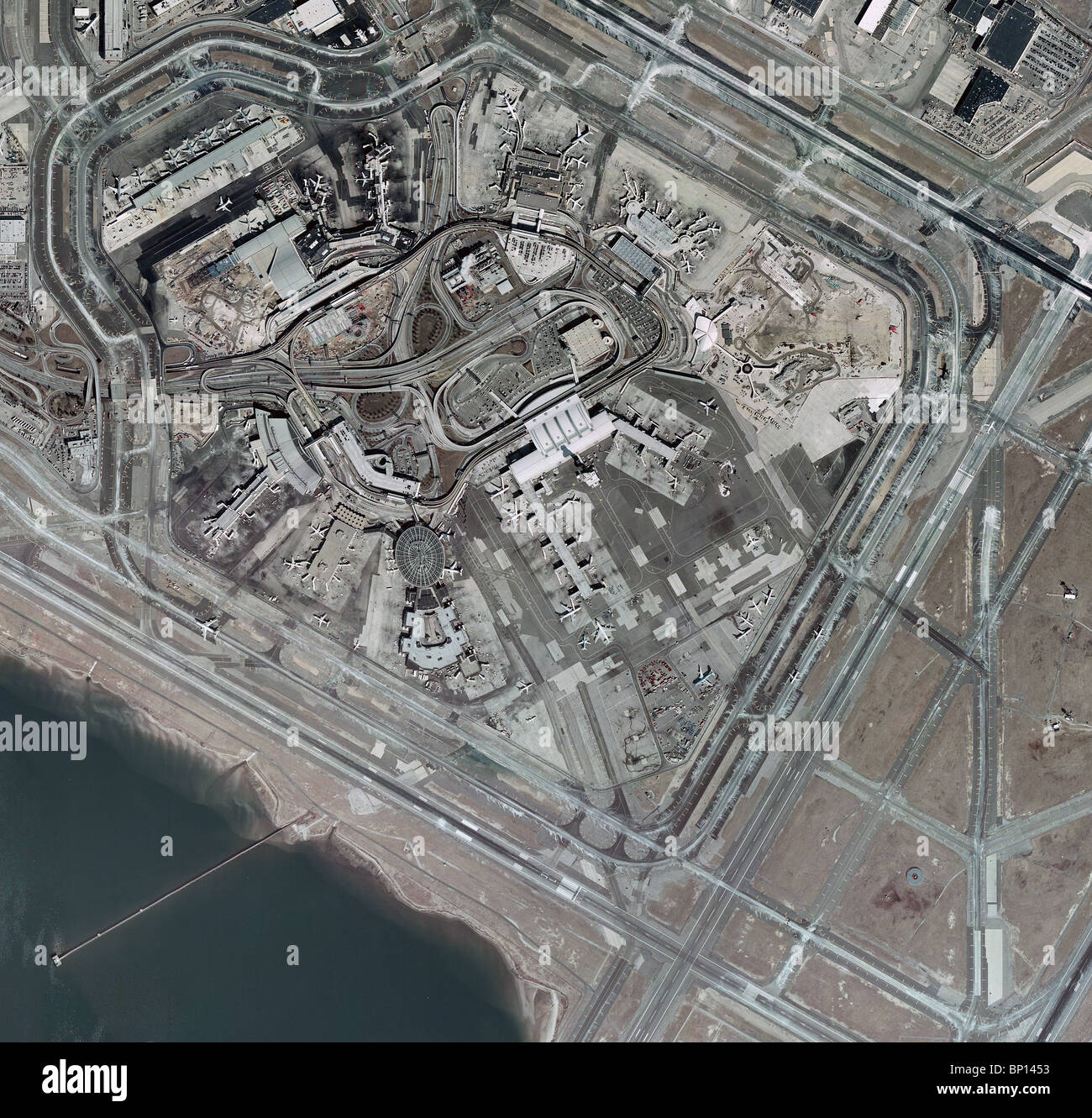 Luftbildkarte Blick auf John F Kennedy International Flughafen Queens New York Stockfoto