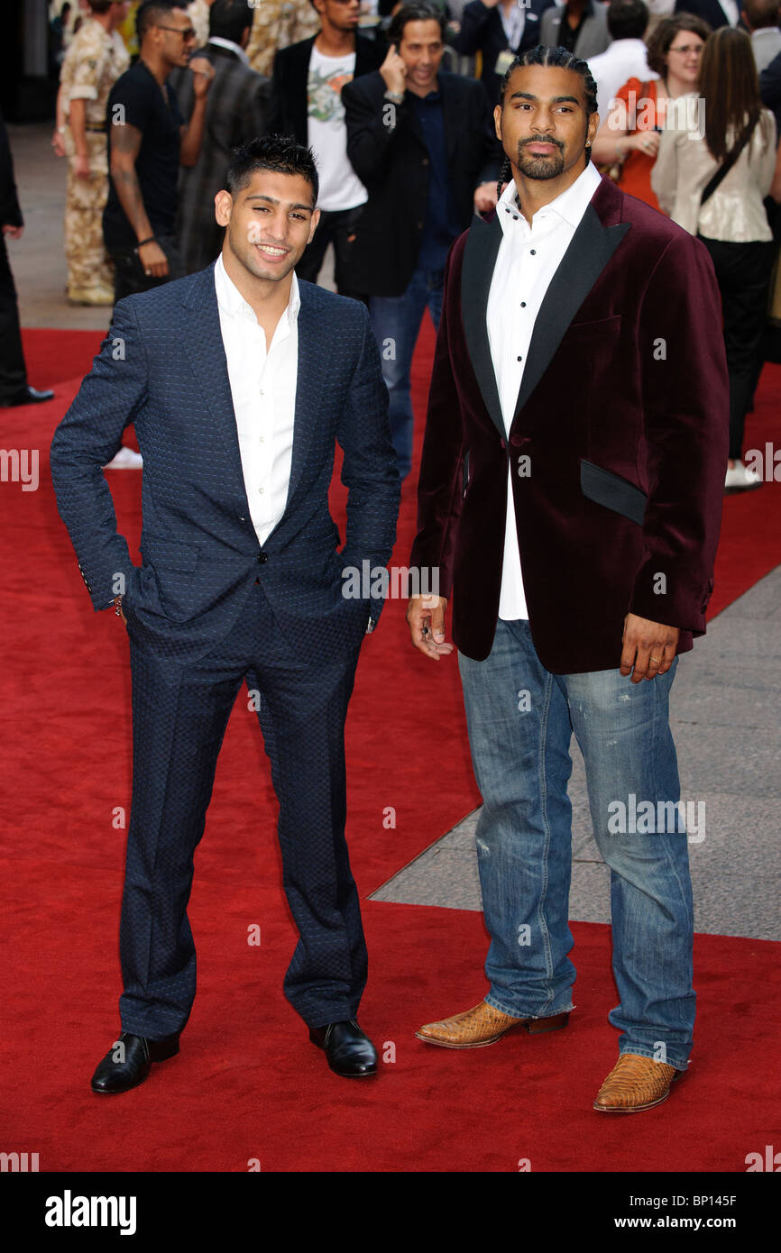 Amir Khan und David Haye bei der UK-Premiere von "The Expendables", Leicester Square, London. Stockfoto