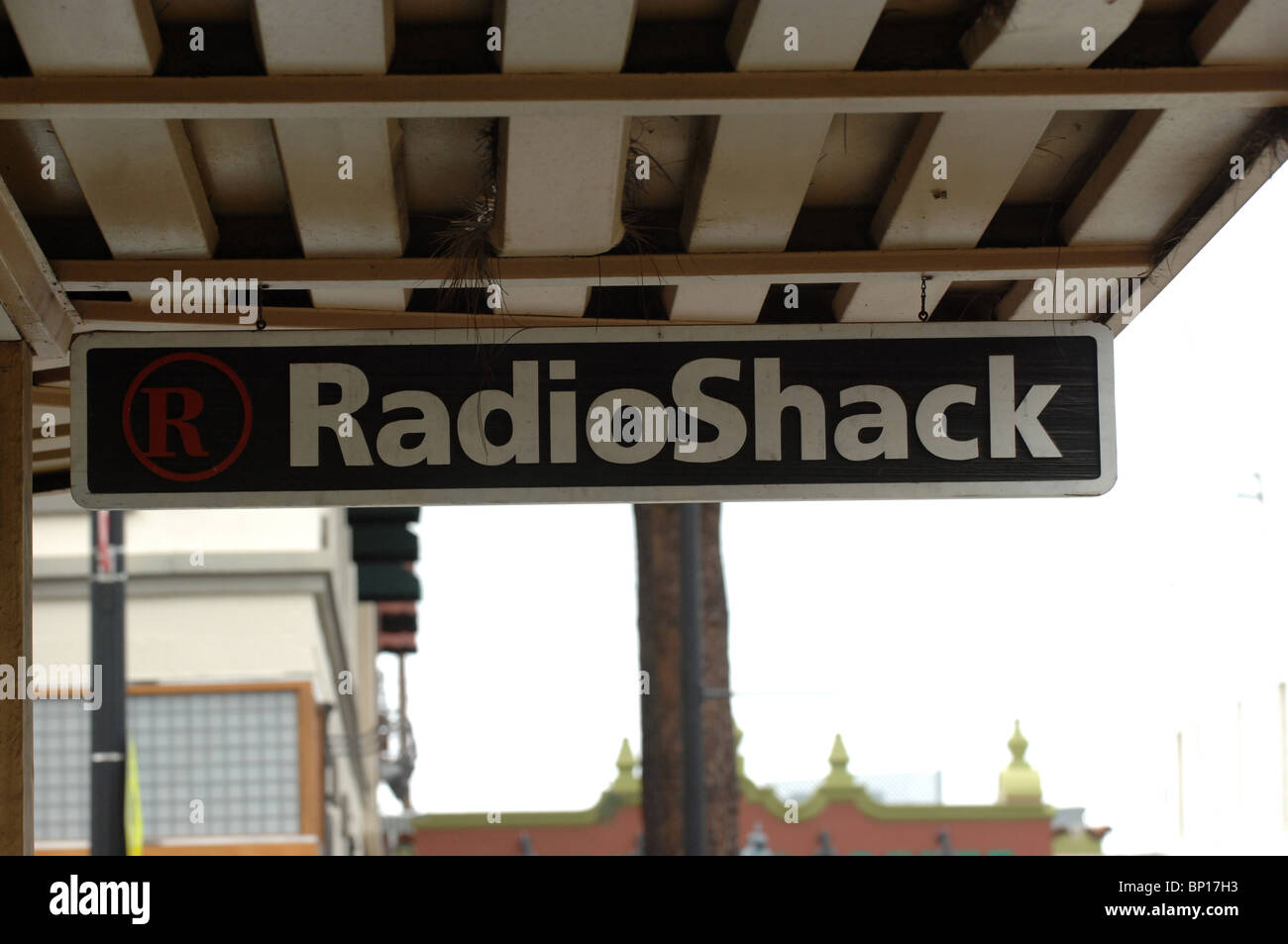 Radio Shack Zeichen in Orange, Kalifornien im Orange Stadt Plaza. Stockfoto