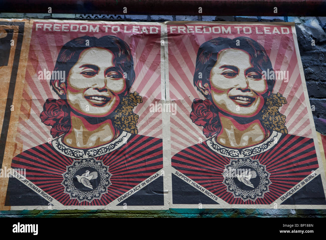 Shepard Fairey Plakat des burmesischen Führer Aung San Suu Kyi Stockfoto