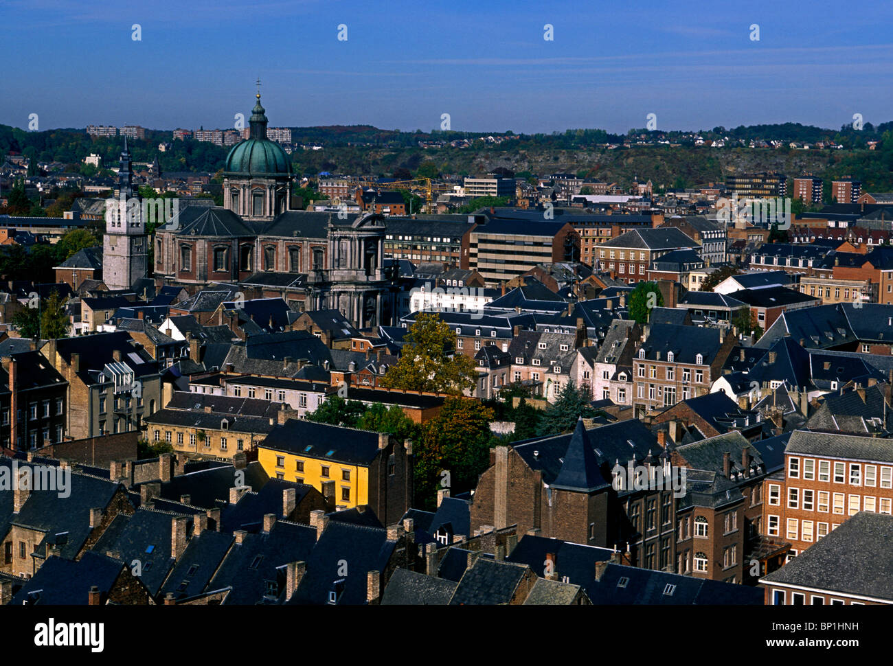 Blick von der Zitadelle, Übersicht, Sambre, Stadt Namur, Lüttich, Wallonien, Belgien, Europa Stockfoto