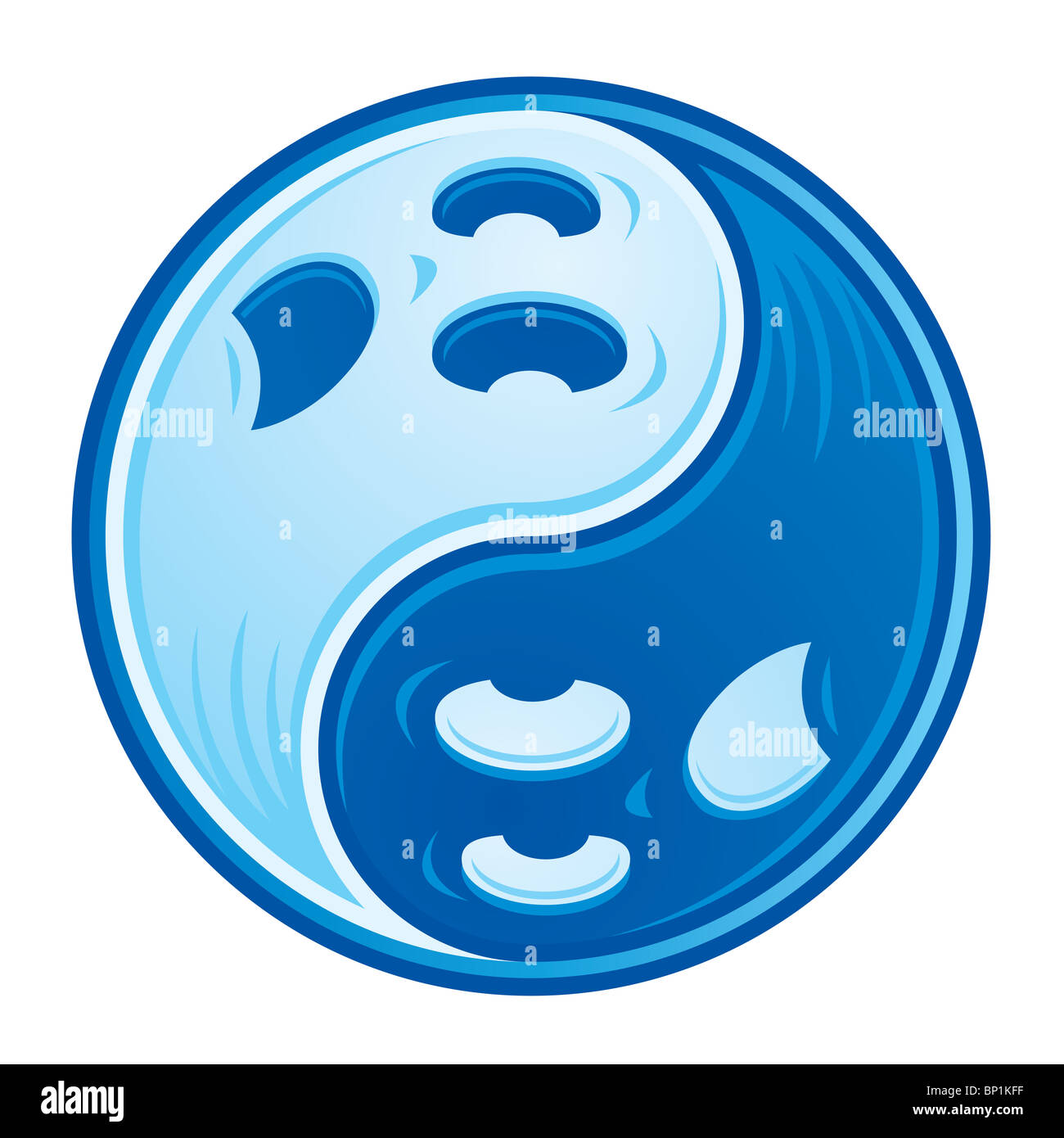 Ghost-Yin-Yang. Chinesische Yin-Yang-Symbol aus zwei gruselige Gespenster in kontrastierenden Farben blau gemacht. Stockfoto