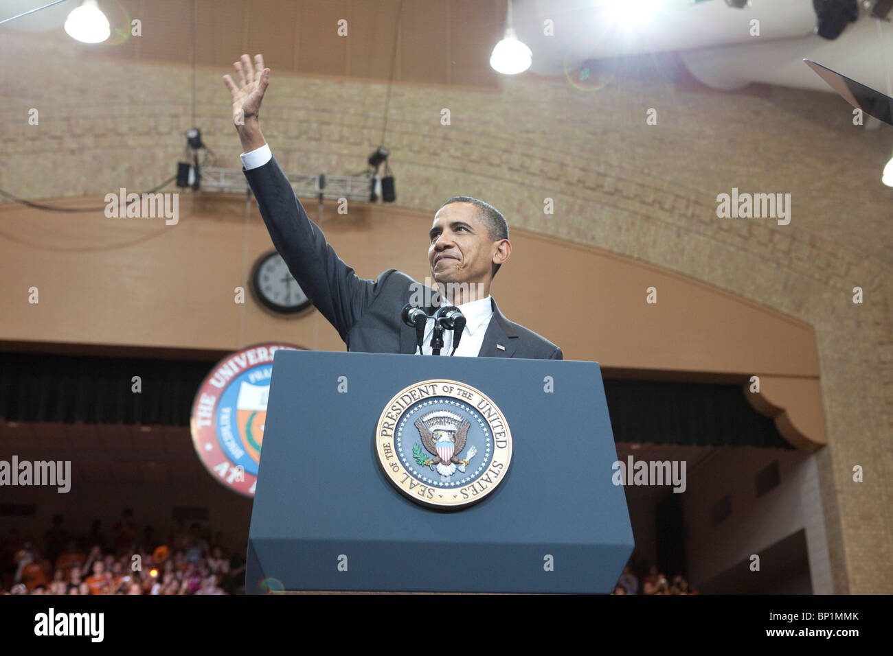 US-Präsident Barack Obama spricht mit eingeladenen Studenten und Dozenten an der University of Texas at Austin Stockfoto