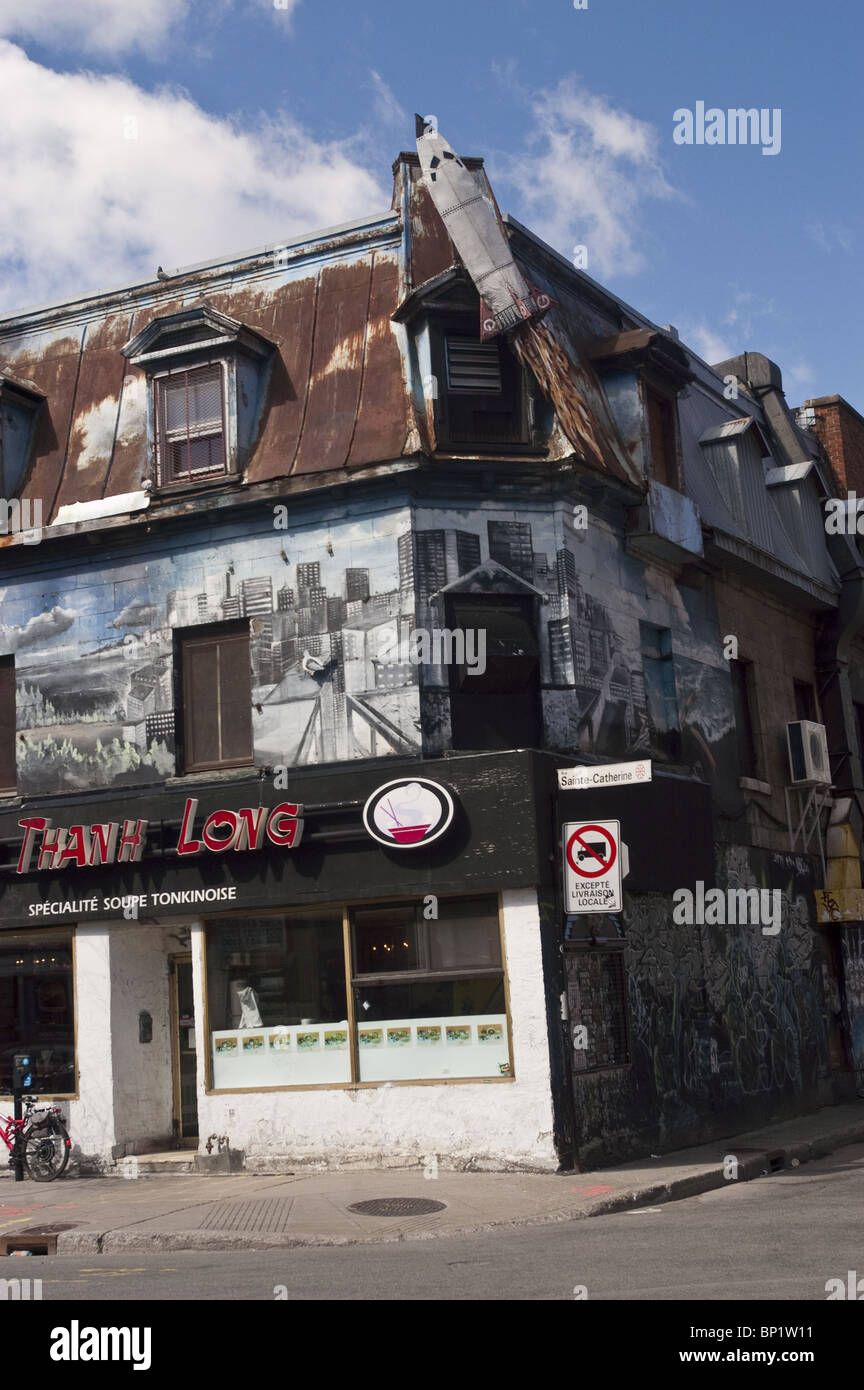 Pho Thanh Long vietnamesische Nudel-Restaurant Saint Catherine Street, Quartier Latin, Montreal, Quebec, Kanada Stockfoto