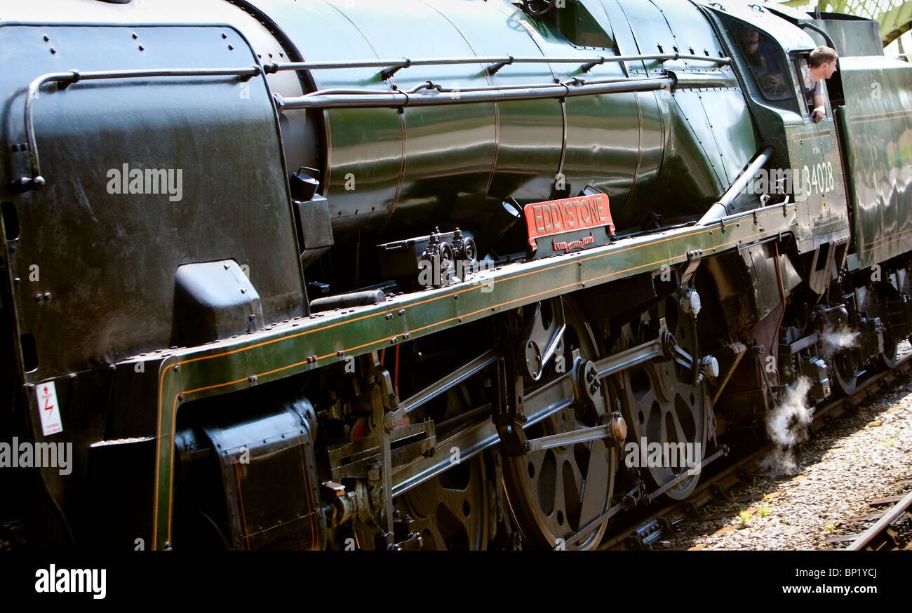 "Eddystone" Dampflok an der Swanage Railway.England arbeiten. Nur darauf warten, ziehen weg von Corfe Bahnhof Stockfoto