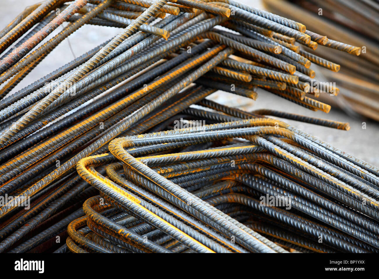 Betonstahl für Betonkonstruktionen. Stockfoto