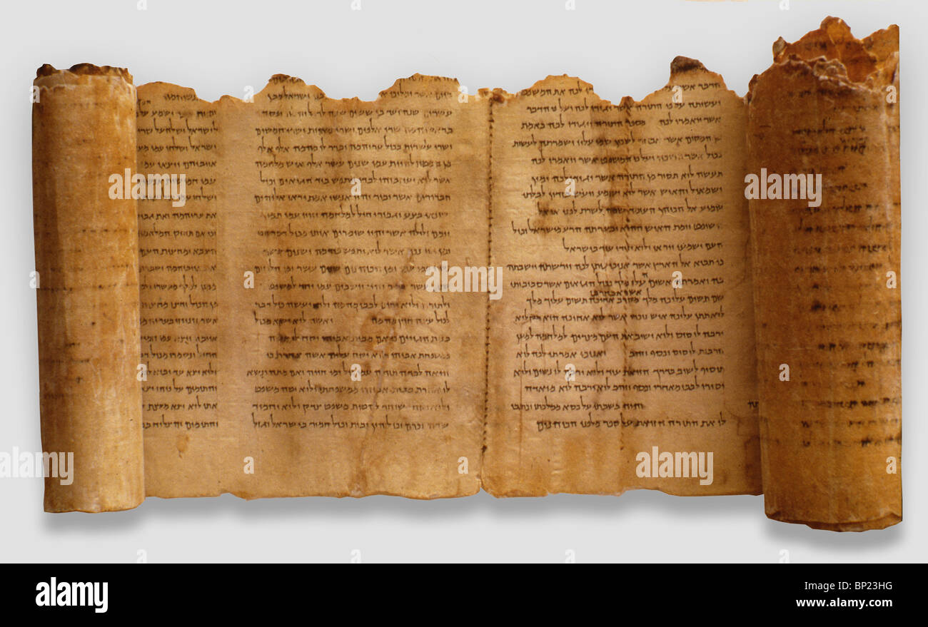 Das Tempel-Scrollen ist einer der längsten der Schriftrollen vom Toten Meer, Qumran entdeckt Stockfoto