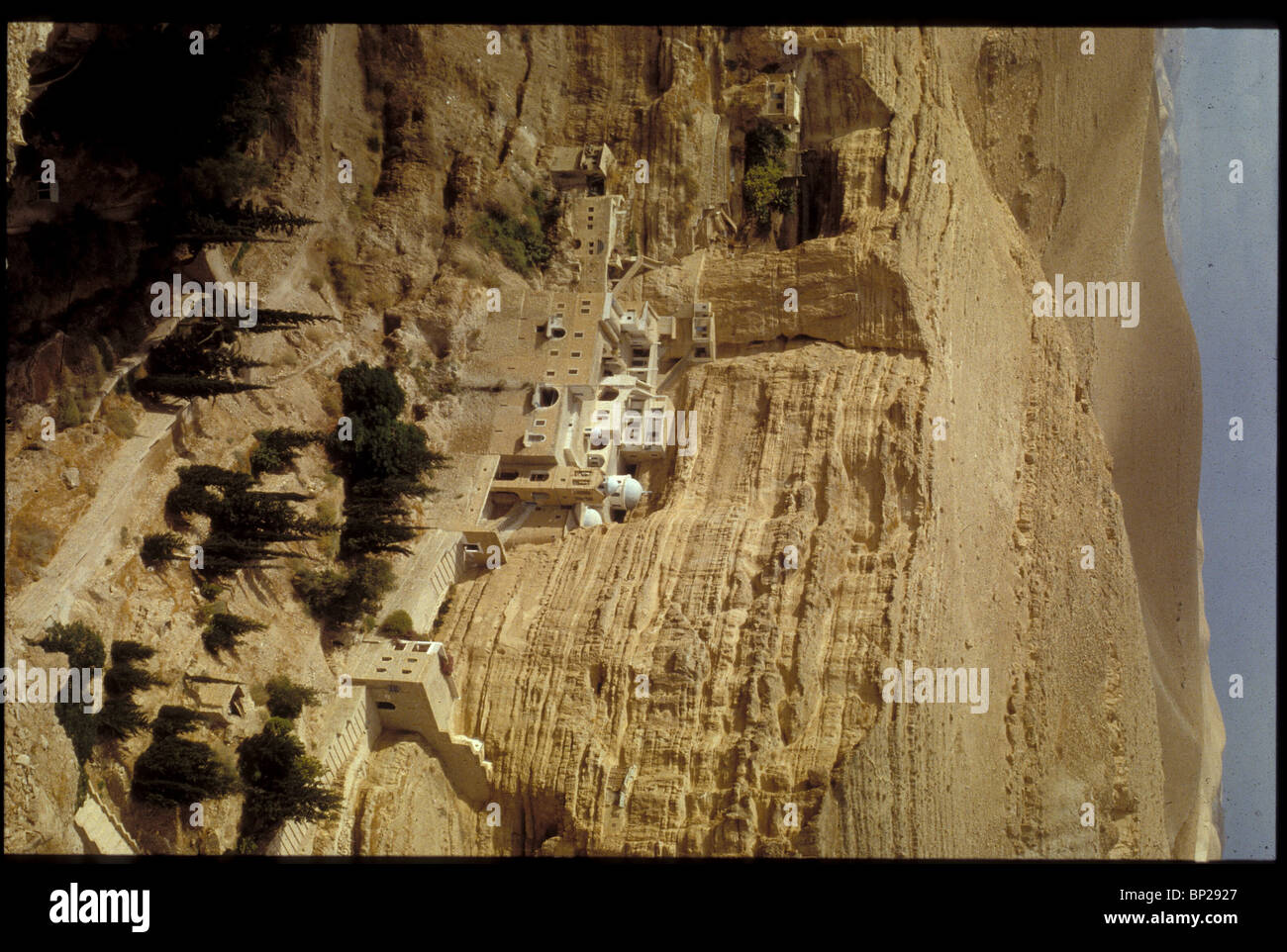 GRIECHISCHE ORTHODOXE KLOSTER DES HL. GEORG IN DER 5. GEBAUT. C. IM WADI KELT IN DER WILDNIS VON JUDÄA ZWISCHEN JERUSALEM & Stockfoto