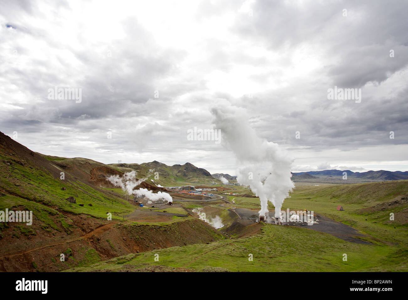 Strom in geothermische Kraftwerke in Island geerntet Stockfoto