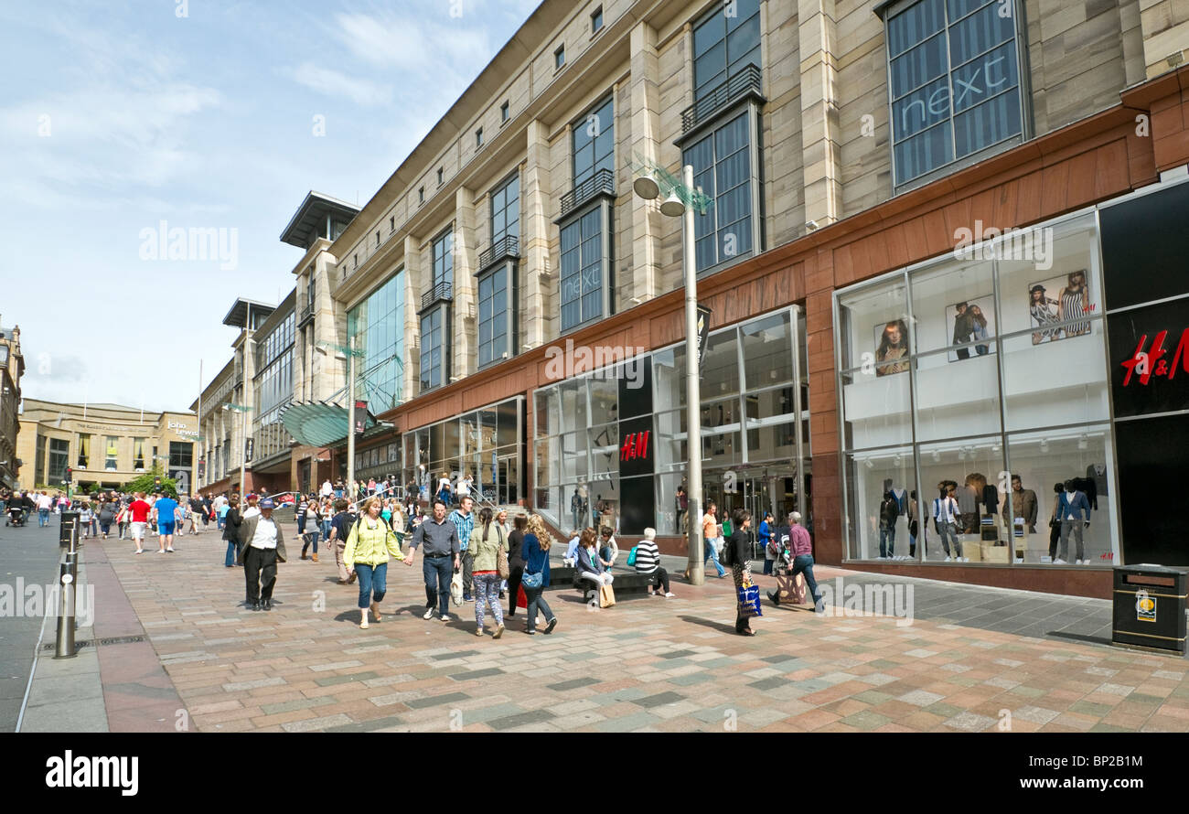 Buchanan Galerien Shopping Centre und der Glasgow Royal Concert Hall (oben) in der Buchanan Street Glasgow Schottland Stockfoto