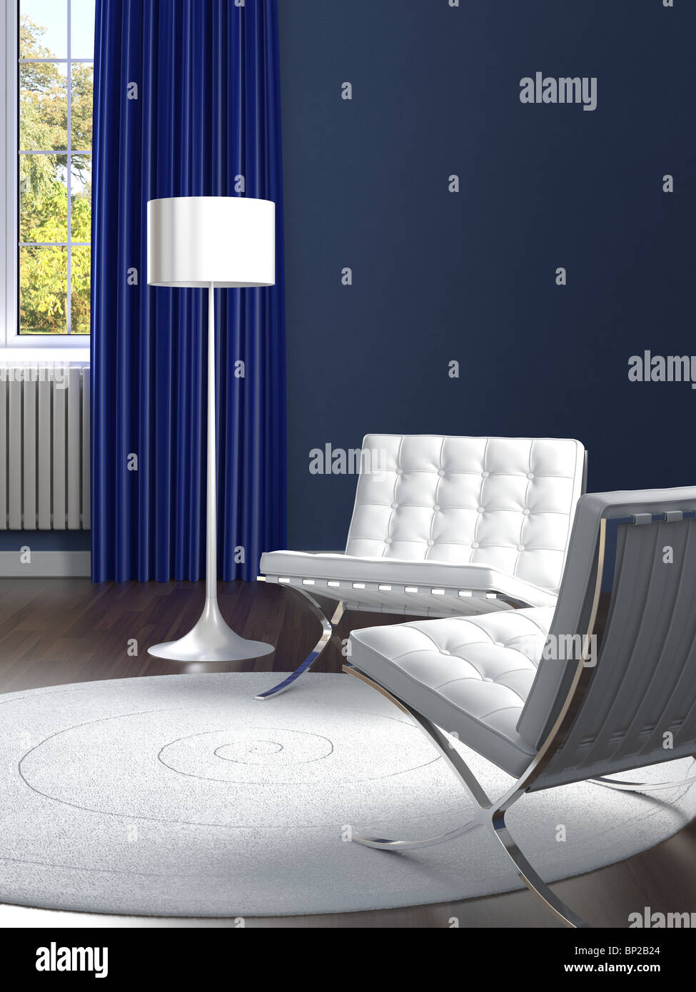 Interior Design Der Klassischen Blaues Zimmer Mit Zwei
