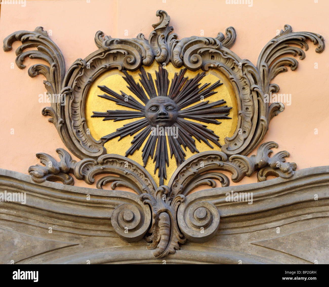 Die schwarze Sonne Haus Zeichen Old Town-Prag-Tschechien Stockfoto
