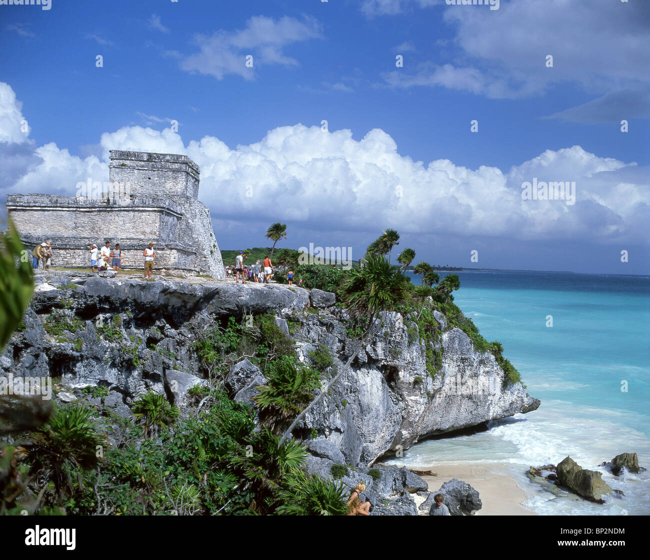 Maya Tempel archäologische Website, Tulum, Quintana Roo Zustand, Mexiko Stockfoto