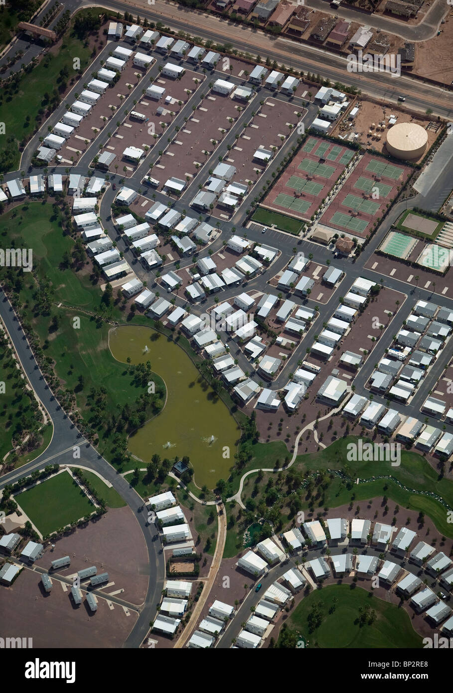 Luftaufnahme über mobile vorgefertigte home Entwicklung Arizona Stockfoto