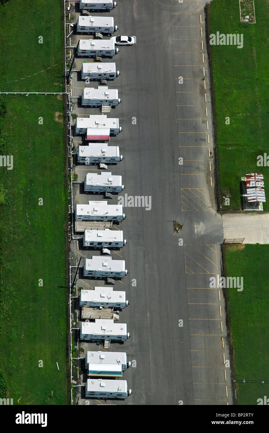 Luftaufnahme über FEMA Anhänger New Orleans Louisiana Stockfoto