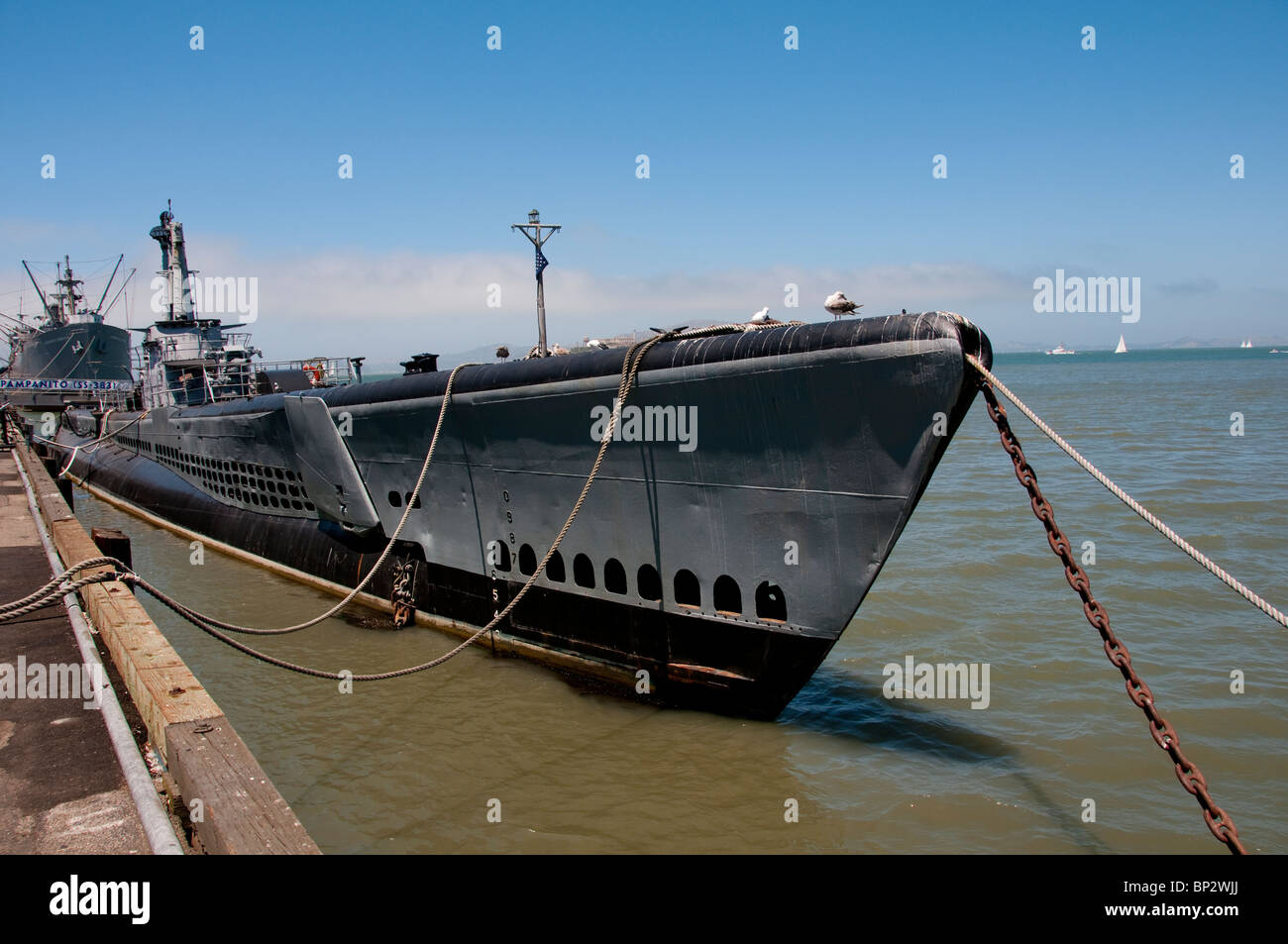 San Francisco: WWII u-Boot-Pampanito am Fishermans Wharf. Foto Copyright Lee Foster. Foto # casanf104169 Stockfoto