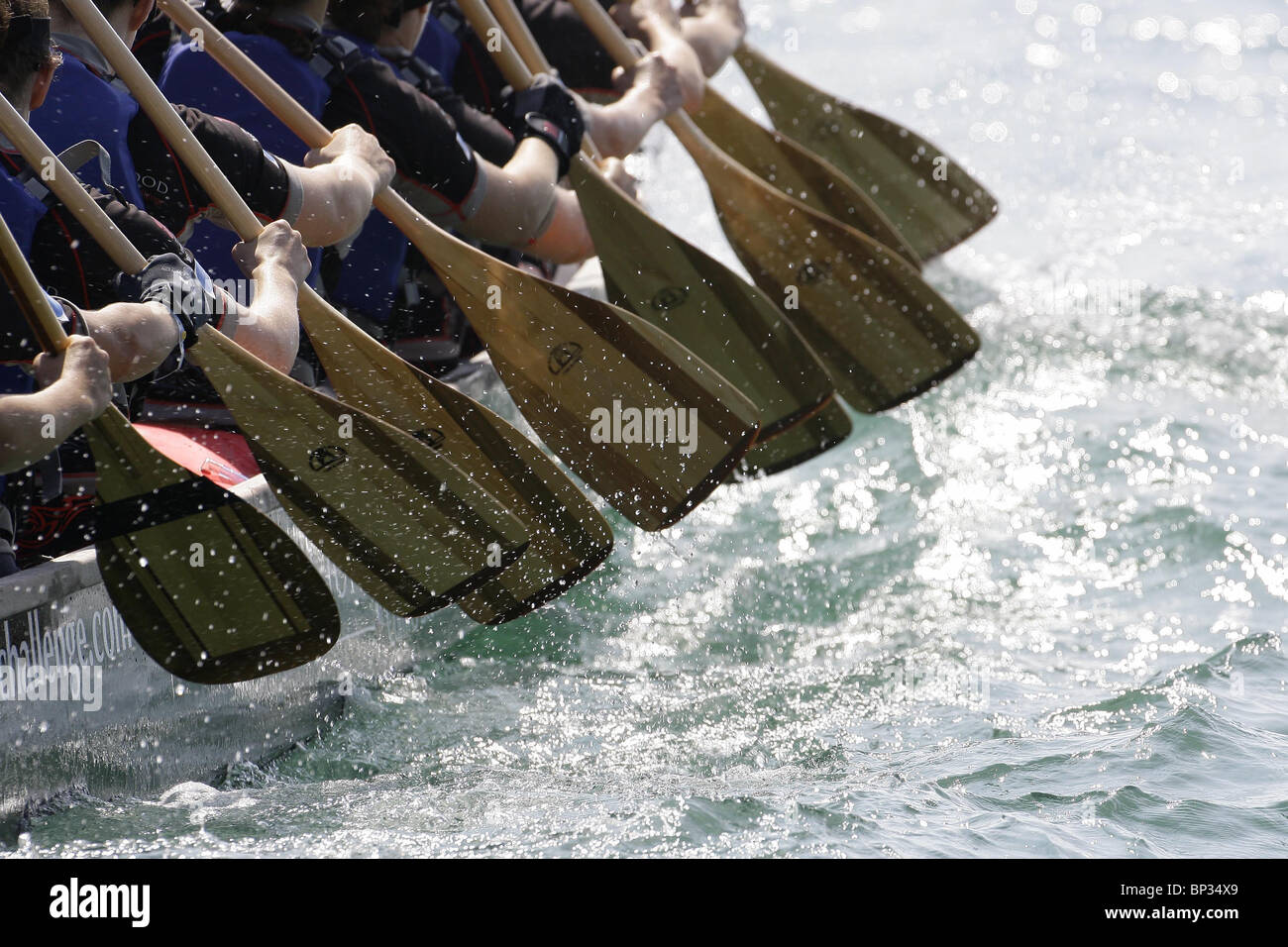 Der Spross Sisiterhood Drachenboot Team Kopf aus über den Ärmelkanal von Dover. Bild von James Boardman Stockfoto