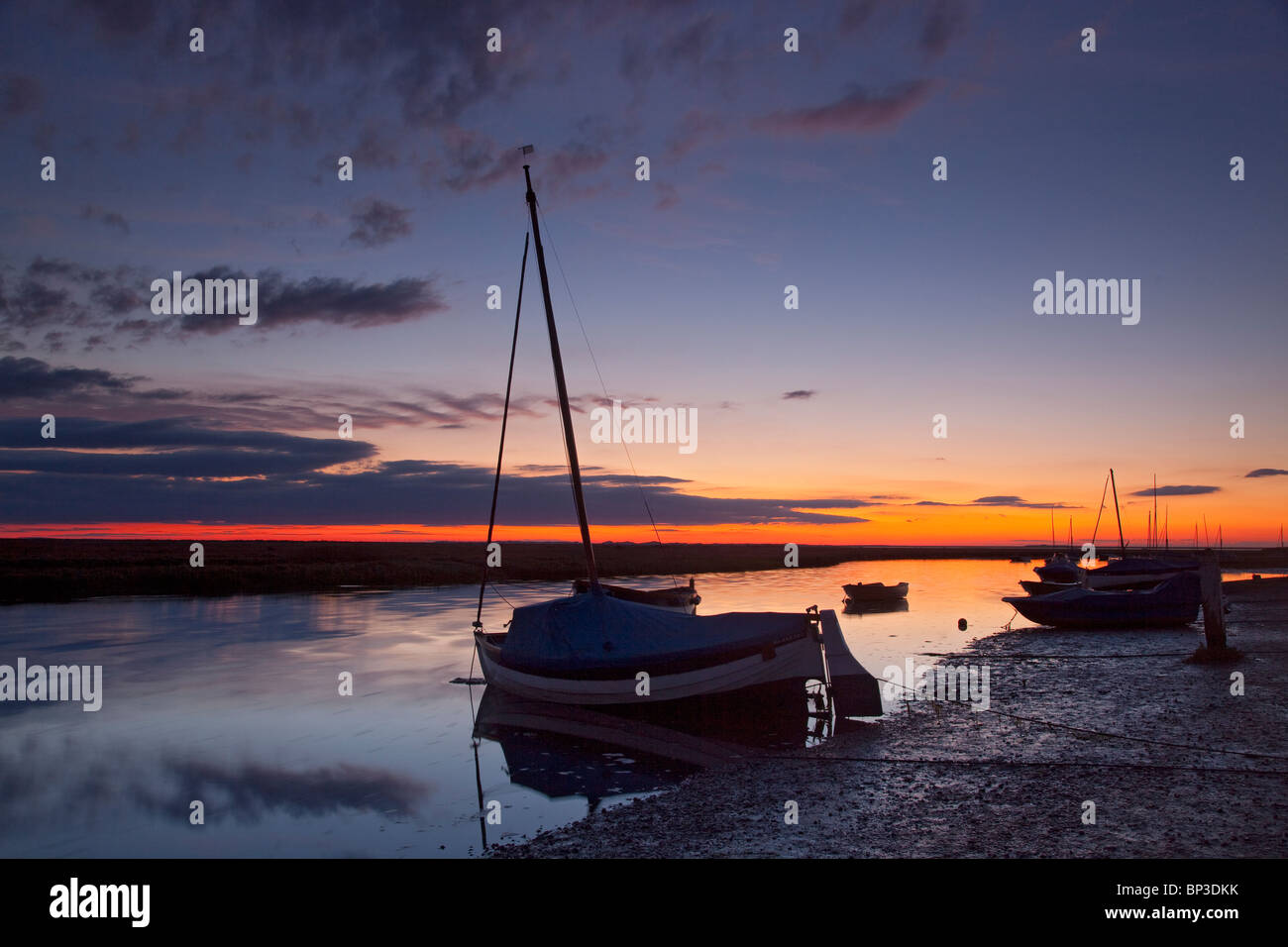 Blakeney bei Sonnenuntergang, Norfolk, England Stockfoto