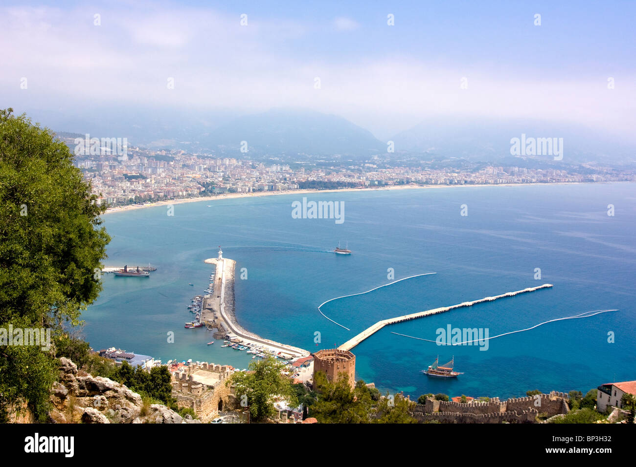 Malerische Aussicht auf Hafen, Alanya, Türkei. Stockfoto