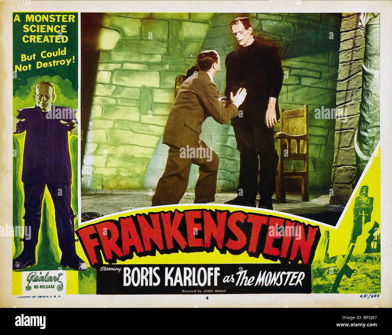 JOHN BAUMSTÄMME, Boris Karloff, Plakat, Frankenstein, 1931 Stockfoto