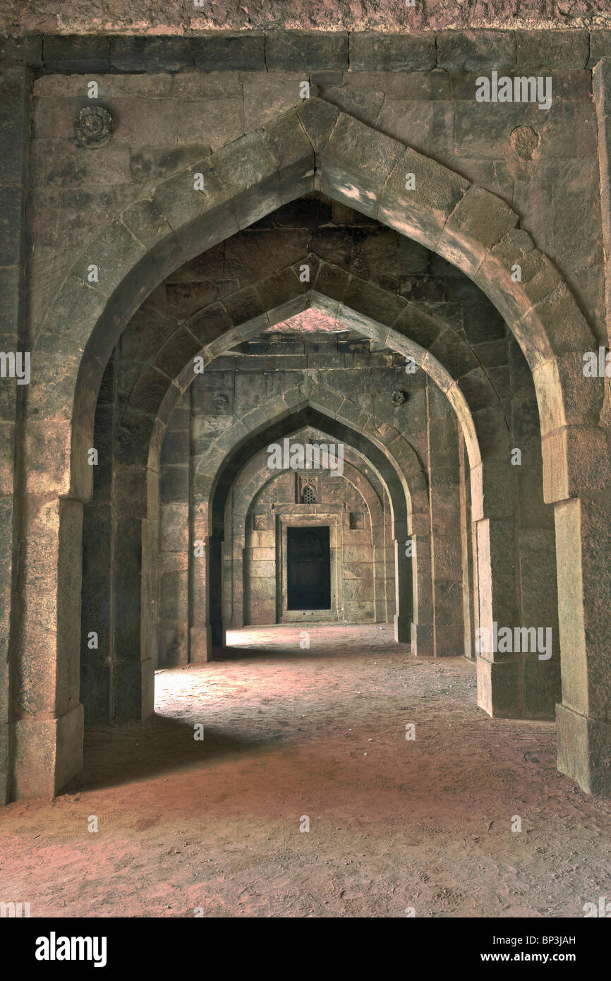 Architekturdetails, Bara Gumbad Moschee, Lodhi Gärten, Neu-Delhi, Indien Stockfoto