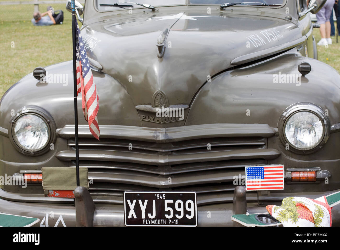 Plymouth Armee Auto bei einer Show in Cirencester Stockfoto