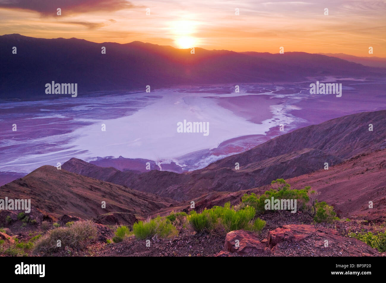 Sonnenuntergang über Death Valley von Dantes View, Death Valley Nationalpark. California Stockfoto