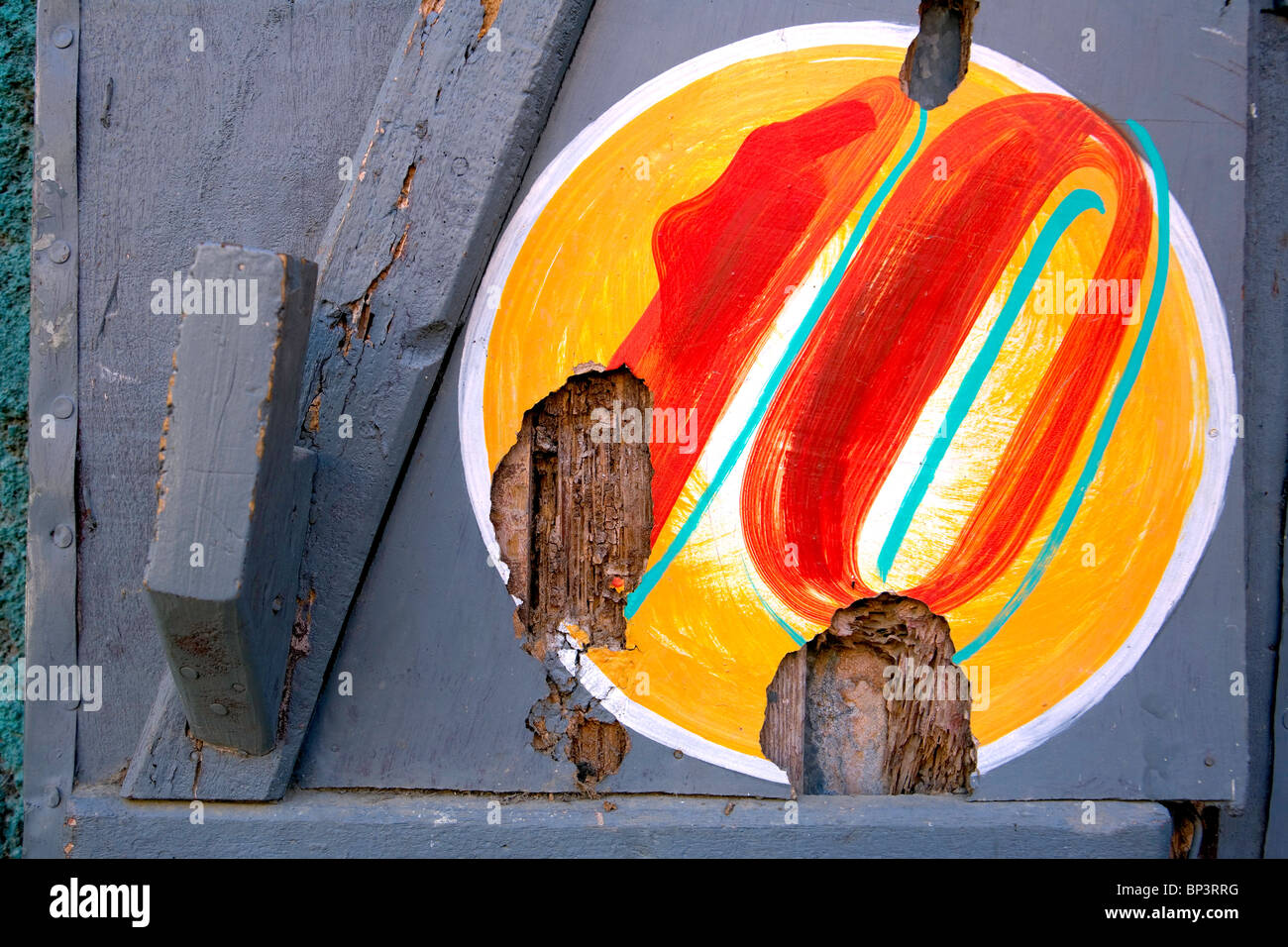 Haiti, Nord, Cap Haitien, Nummer 10 auf Wand. Stockfoto