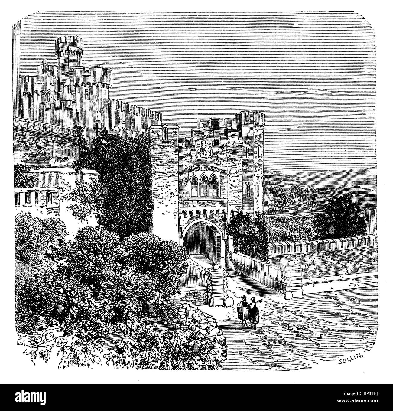 Schloss Stolzenfels bei Koblenz am Rhein, Eingang Stockfoto