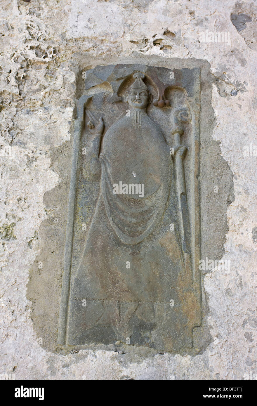 Mittelalterliche Steinbildhauen Corcomroe Abbey (Mainistir Chorco Modhruadh) eine frühe 13. Jahrhundert Zisterzienserkloster, Eire Stockfoto