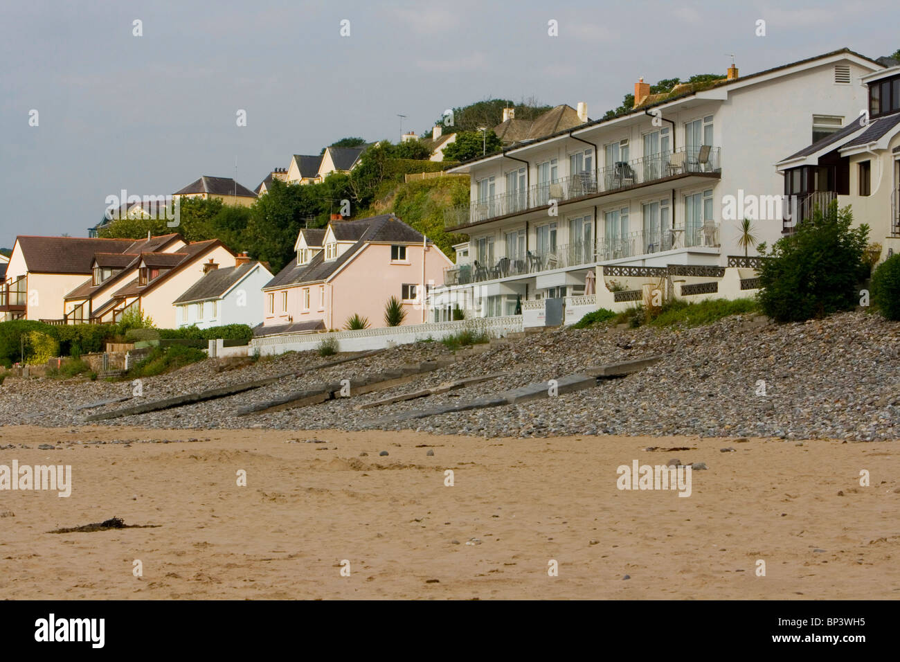 Meer-Häuser und Wohnungen im Saundersfoot Pembrokeshire Wales Stockfoto