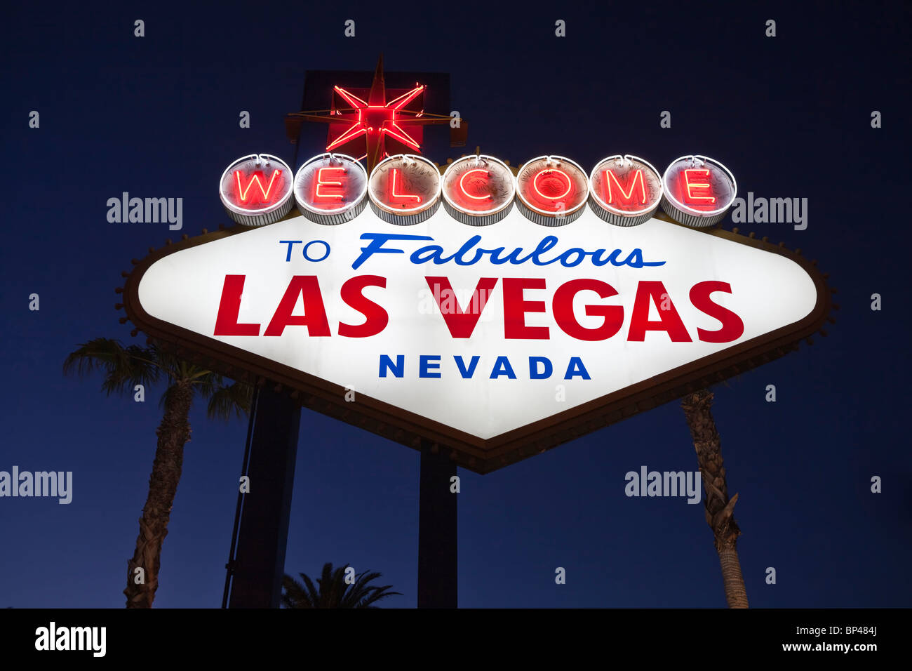 Willkommen Sie bei Fabulous Las Vegas Nevada Straßenschild. Stockfoto
