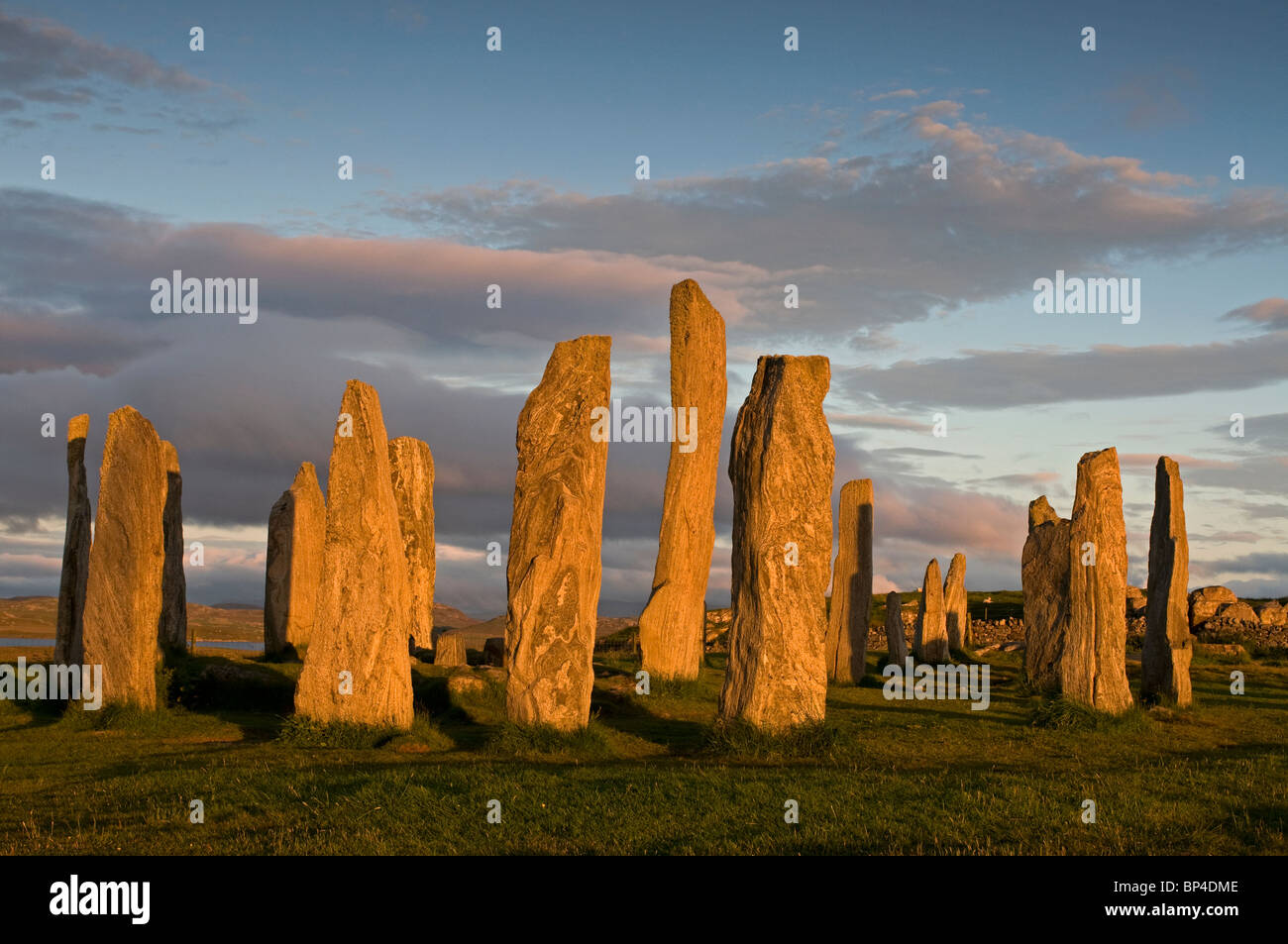 Die äußeren Hebriden berühmten Standing Stones bei Callanish, Lewis. Äußeren Hebriden. Schottland. SCO 6293 Stockfoto