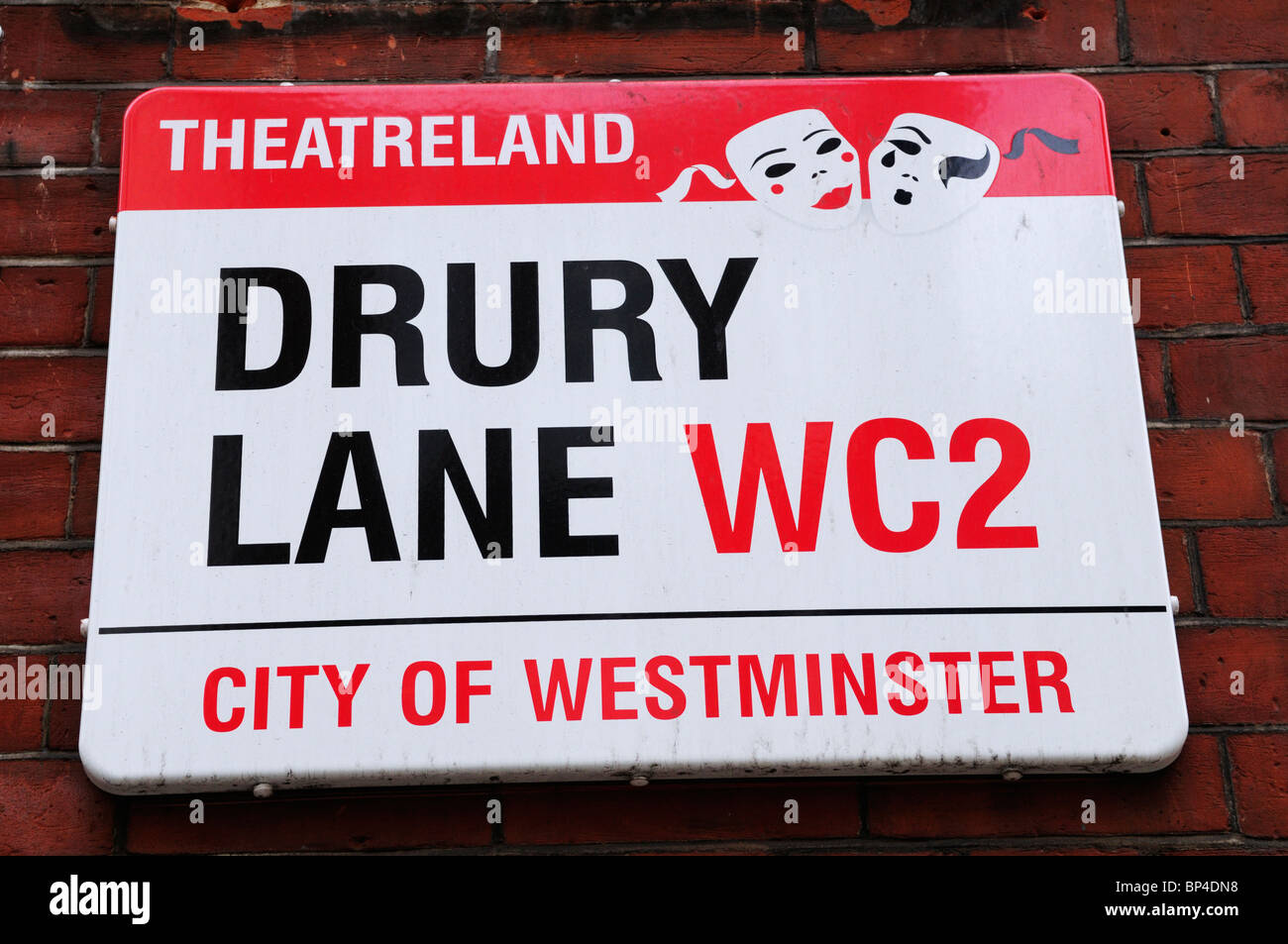 Drury Lane Theatreland Straßenschild, London, England, UK Stockfoto
