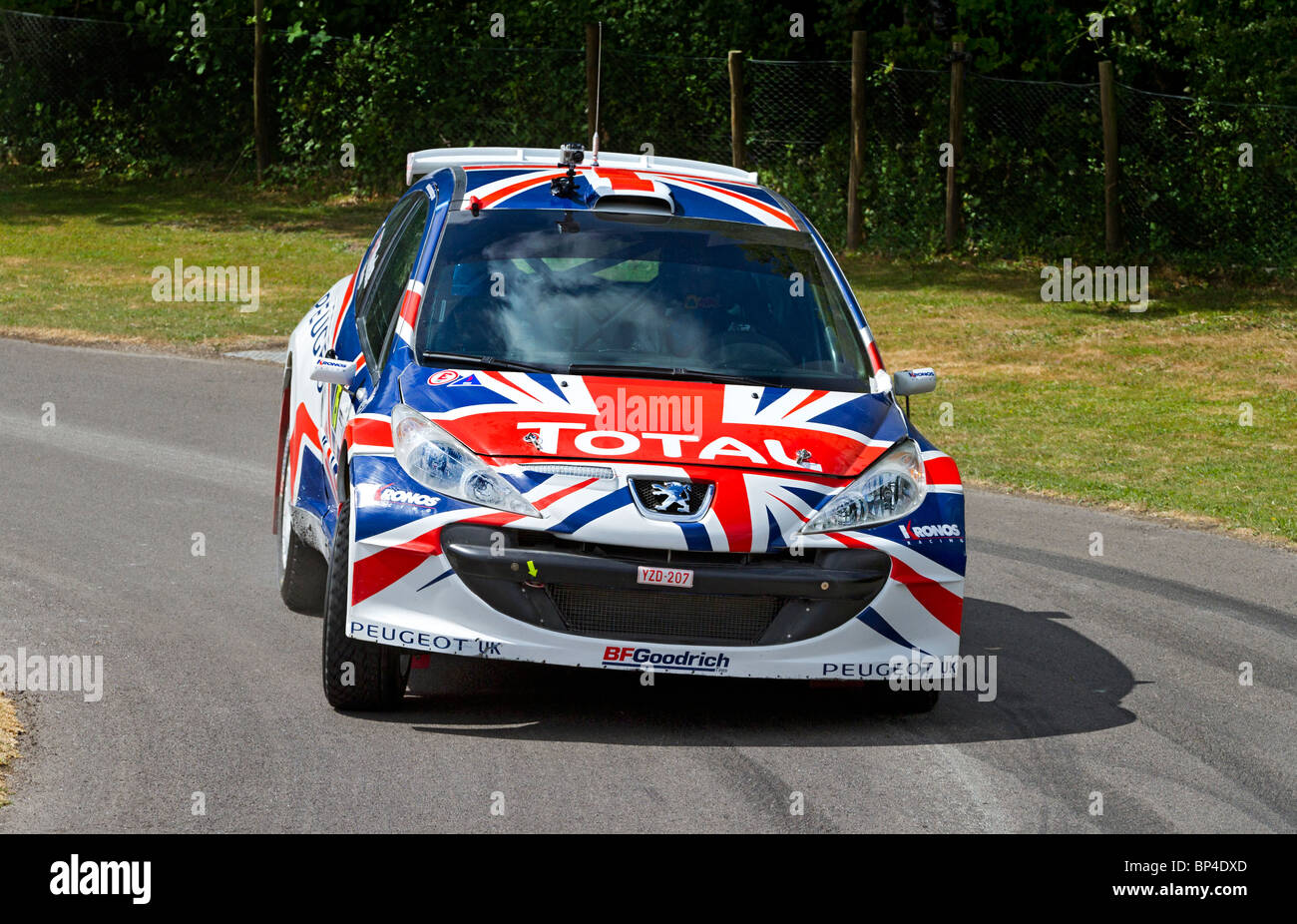 2010 Peugeot 207 S2000 IRC mit Fahrer Kris Meeke auf der 2010 Goodwood Festival of Speed, Sussex, UK. Stockfoto