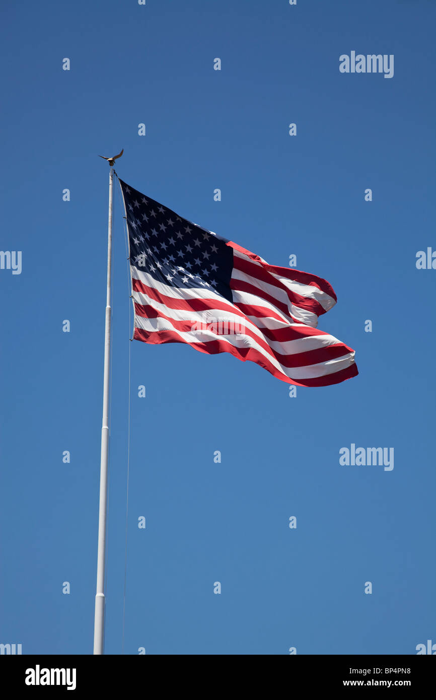 US-Flagge am Fahnenmast Stockfoto