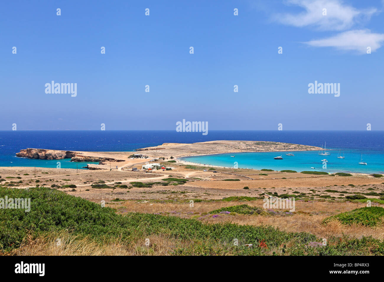 die Bucht Ormos Pori mit der schönste Strand der Insel, Insel Koufonisi, Cyclades, Ägäische Inseln, Griechenland Stockfoto