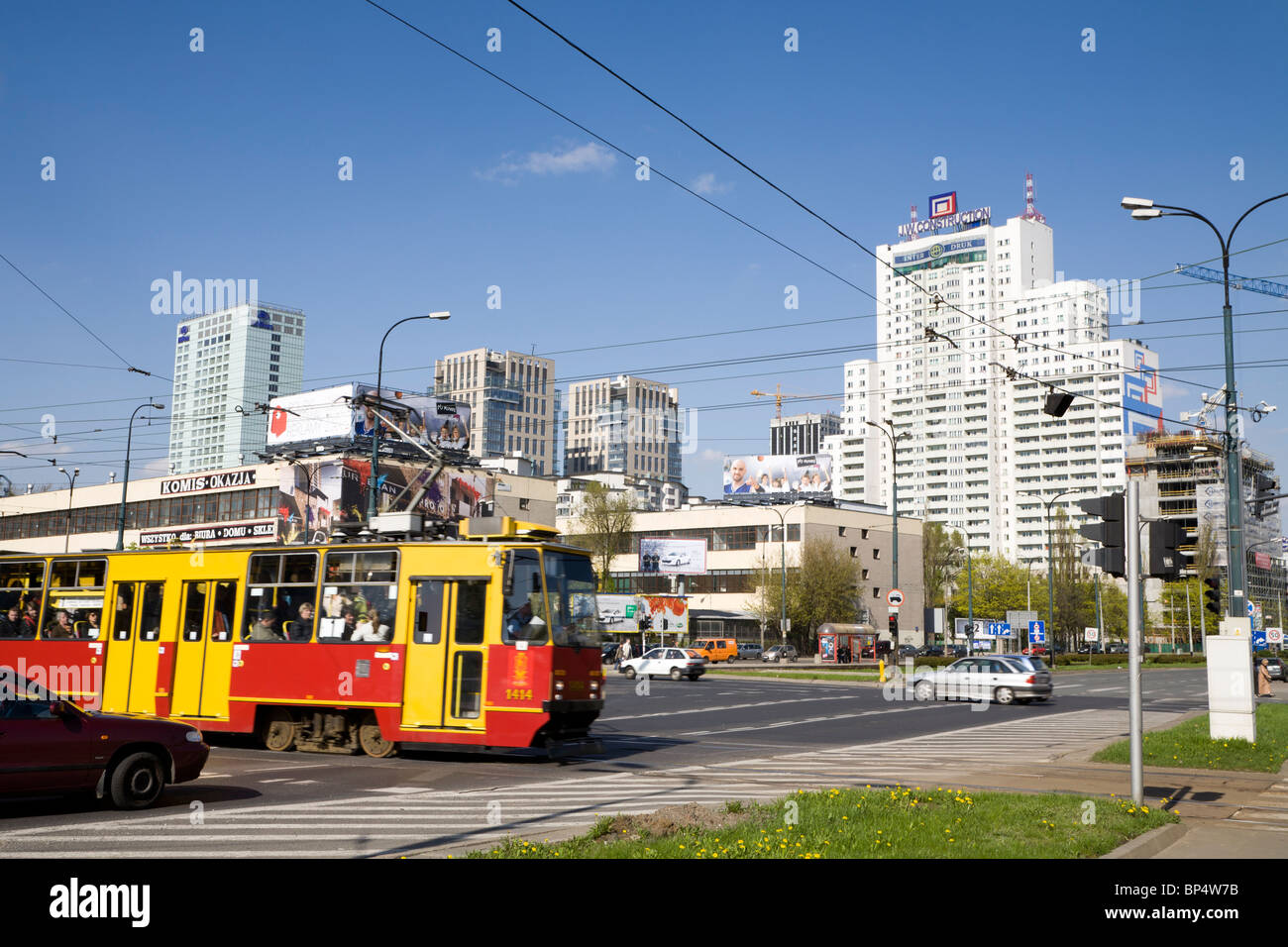 Belebten Kreuzung in Warschau Polen Stockfoto