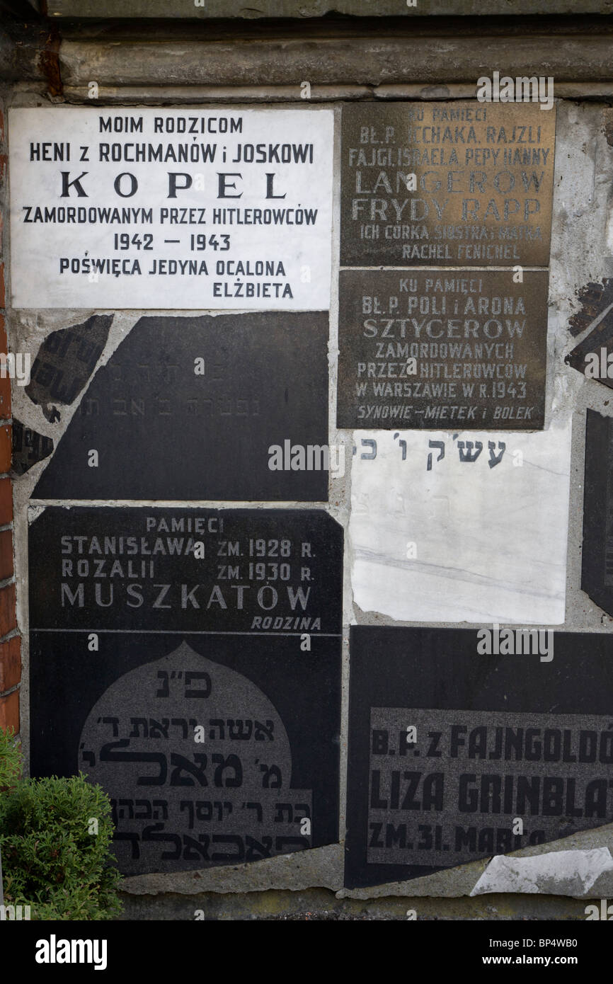 Grabsteine der Juden durch die Nazis 1942-1943 getötet. Der jüdische Friedhof in Okopowa Straße. Warschau-Polen Stockfoto