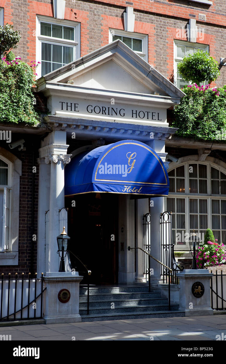 Gelegen in der Nähe von Buckingham Palace ist das sehr beliebte Goring Hotel, zentral für alle Annehmlichkeiten und Attraktionen. Stockfoto