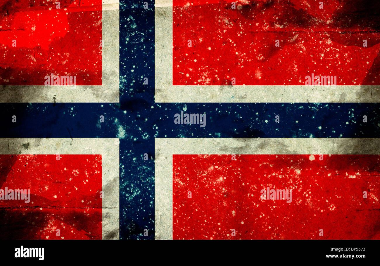 Sehr detaillierte Grunge Illustration - Flagge Norwegen Stockfoto