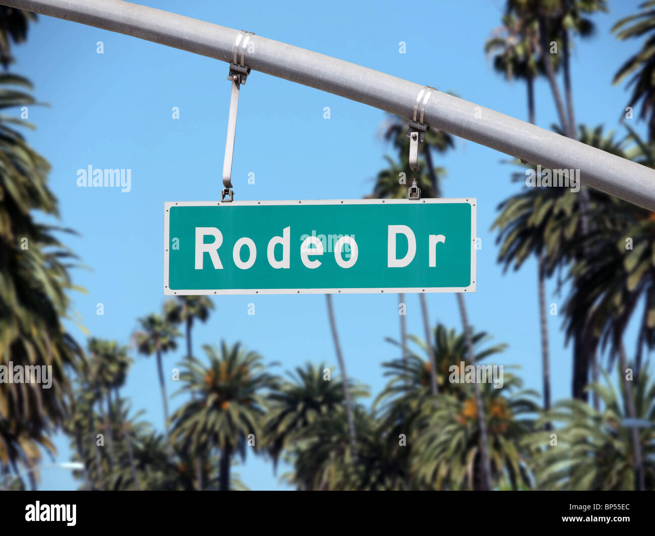 Straßenschild der Rodeo Drive in Beverly Hills Kalifornien Stockfoto