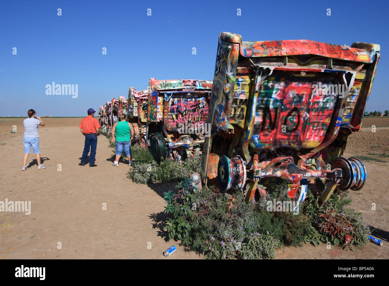 Cadillac Ranch bei Route 66, Amarillo, Vereinigte Staaten Stockfoto