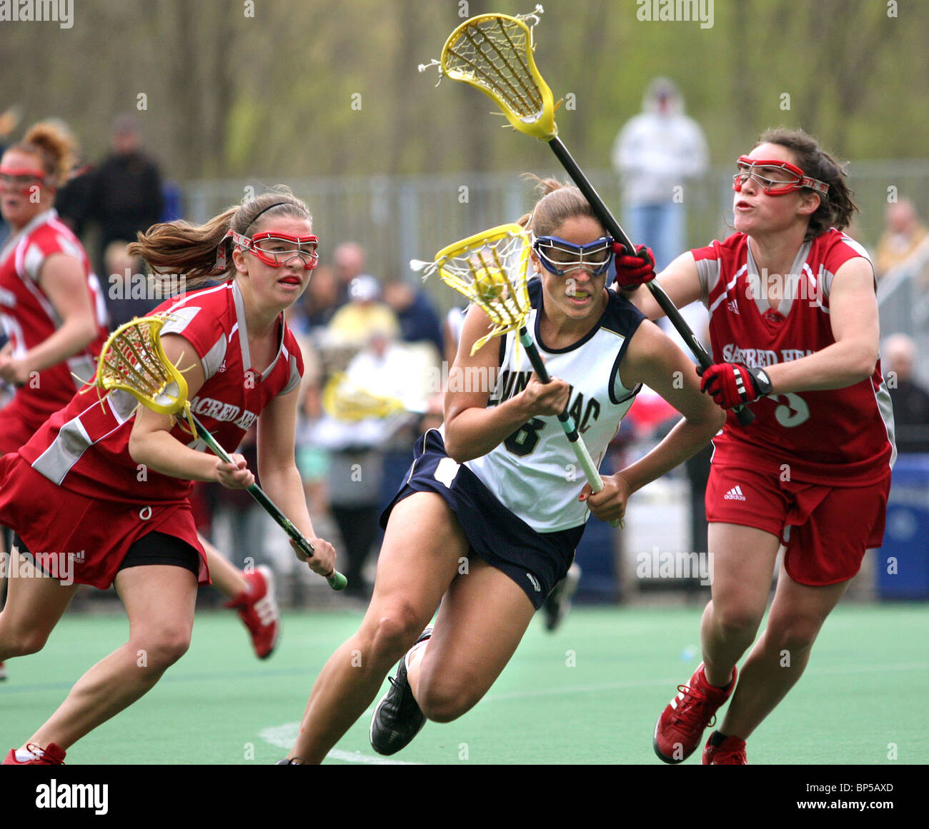 Frauen College Lacrosse Aktion in Connecticut USA Stockfoto