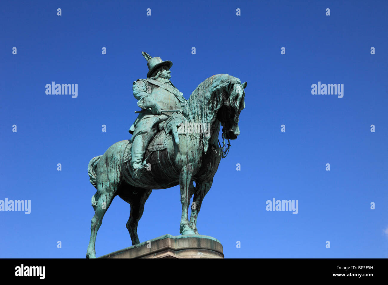 Schweden, Malmö, Malmö, Stortorget, Hauptplatz, Karl-Statue, Stockfoto