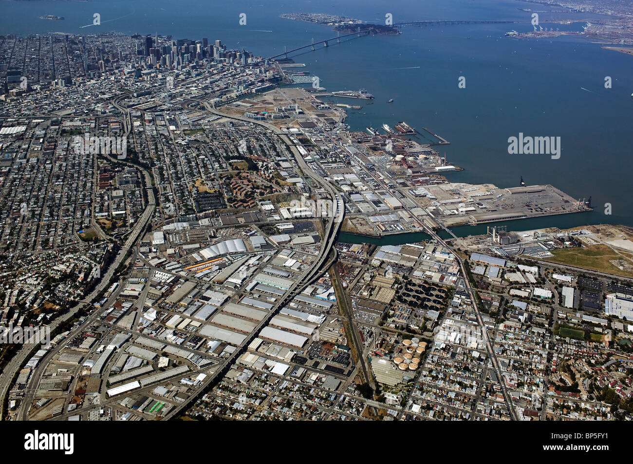 Luftbild oben Speicherstadt San Francisco Kalifornien Stockfoto