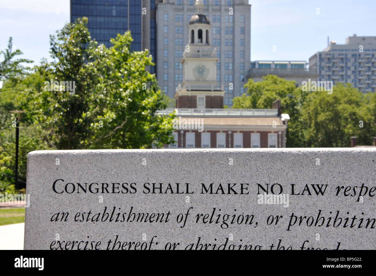 Das First Amendment der US-Verfassung-Gedenkstätte, Philadelphia, Pennsylvania, USA Stockfoto