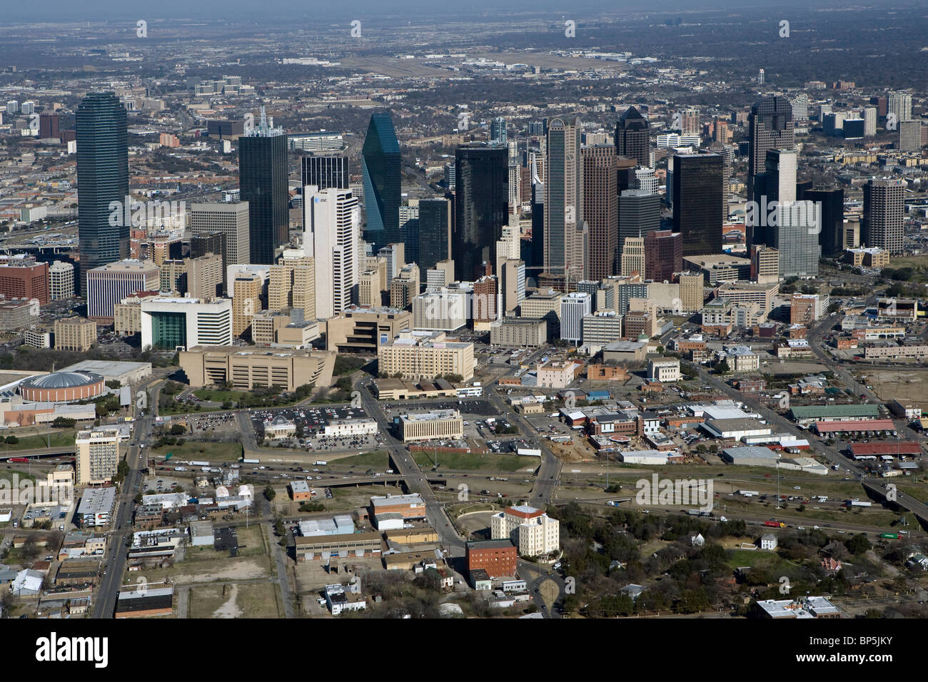 Blick über die Skyline von Downtown Dallas Texas Stockfoto